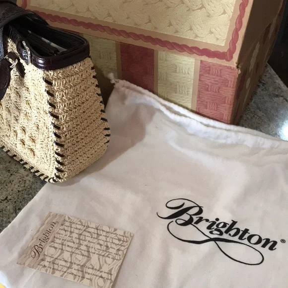 NWT Brighton Patience style Straw and Leather Handbag with shoulder strap - Picture 5 of 11